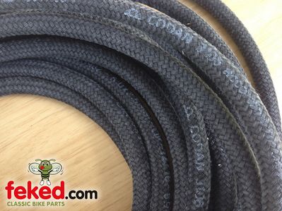 Braided Fuel / Oil Pipe - 1/4" Bore - Black Nitrile Rubber - Ethanol Proof