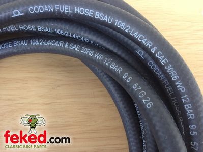 Ethanol Proof Fuel / Oil Pipe - 3/8" Bore - Reinforced Black Nitrile Rubber