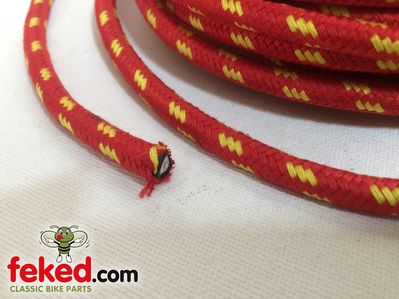 Spark Plug Ignition Lead - Braided HT Cable - Red/Yellow