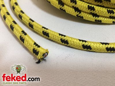 Spark Plug Ignition Lead - Braided HT Cable - Yellow/Black