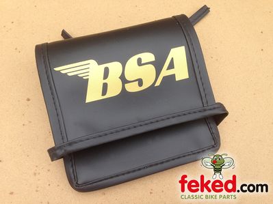 75-9089 - BSA Motorcycle Tool Roll/Pouch - Black with Gold Logo