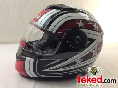 Full Face Motorcycle Helmet - Great Value, Complies with all Euro Regulations - Red/Black