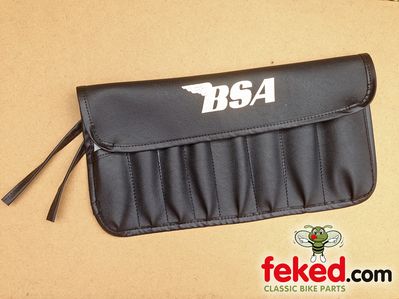BSA Motorcycle Service Tool Roll - Black with Gold Logo