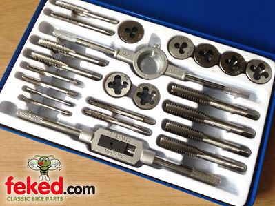 Whitworth BSW Tap & Die Set - 23 Piece - 1/8" to 1/2" Imperial Sizes