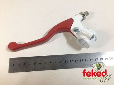 Short Blade Clutch Lever - Complete Assembly - 7/8" Bars - Red/White