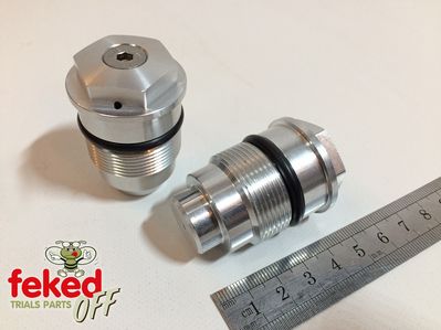 Ossa/Bultaco Fork Stanchion Top Nuts - With Ball Valves - 35mm Betor Forks