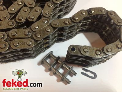 Triplex Primary Chain With Spring Link - 3/8" x 7/32" Pitch - 76 to 96 Links - Renold or Dunlop