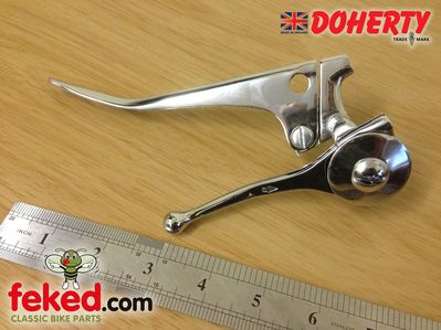 Genuine Doherty Clutch / Magneto Lever 1" Bars - 100/107P Type - Plain End, Long Mag Lever