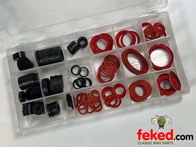 Assorted Rubber & Fibre Washers - 141 Pieces