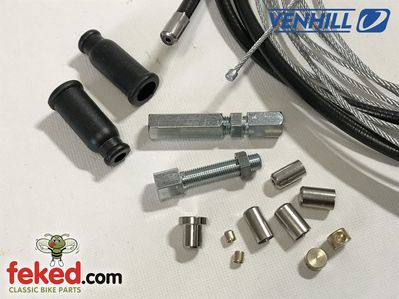 Universal Throttle Cable Kit For Single Carb Models - Conduit, Wire, Adjusters, Boots, Nipples and Ferrules