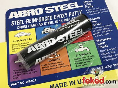 Abro Steel - Steel Reinforced Epoxy Putty - 57g Tube