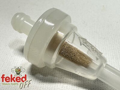 6mm Inline Fuel Filter - Sealed Plastic Body With Brass Mesh Element - 22mm Diameter