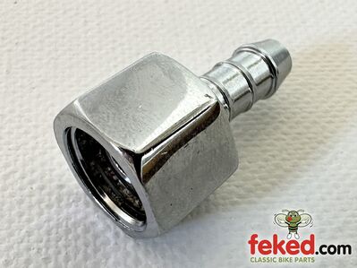 Fuel Tap Gas Nut and Spigot - 1/4" BSP Thread - Chrome Plated