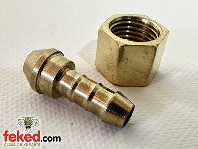 Fuel Tap Gas Nut and Spigot - 1/4" BSP Thread - Brass