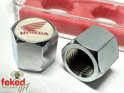 08YHBVC2A - Genuine Honda Tyre Valve Cap Set - Chrome Plated With Honda Wings Logo