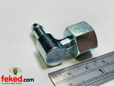 Fuel Tap Pipe 90 Degree Elbow with Gas Nut - 1/4" (6.35mm)