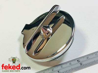 Fuel Tank Cap 2+1/2" Winged Nut Hinged Chrome - OEM: 66-8351, 01-4034 ,3577, A2/80