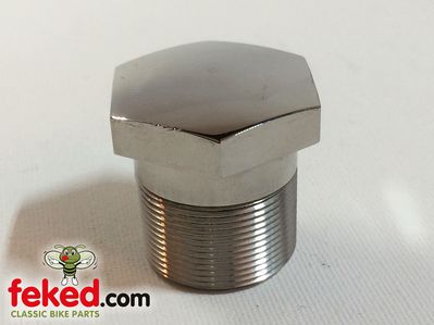 06-0345, 060345 - Fork Stanchion Nut - Norton Commando 750/850cc Models - Stainless Steel