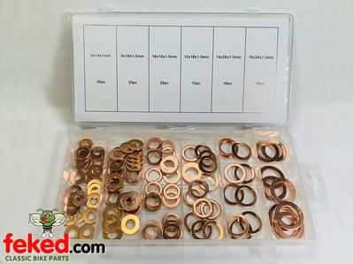 Assorted Copper Washers - Smaller Sizes 6mm to 16mm - 110 Pieces