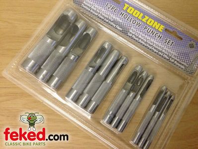 Gasket Hole Punch Set - Paper & Cork - 12 Piece from 3mm to 19mm