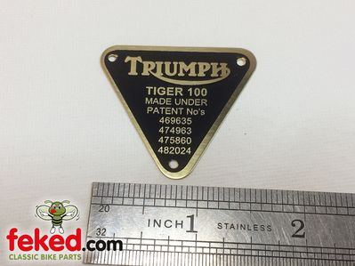 70-1678, E1678 - Triumph Patent Plate - Tiger 100 Models