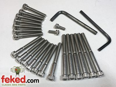 Stainless Steel Allen Screw Kit - BSA A50 and A65 Models From 1968 Onwards - UNC Threads