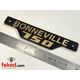 83-7317, F17317 - Triumph Bonneville Side Panel Name Plate / Badge - Black and Gold - T140 Models From 1979 Onwards