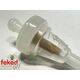 6mm Inline Fuel Filter - Sealed Plastic Body With Brass Mesh Element - 22mm Diameter